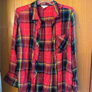 Terra & Sky Vibrant Plaid button up Shirt